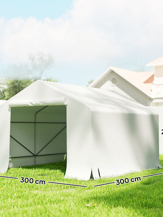 Outsunny Gazebo Garten Weiß 3x3m