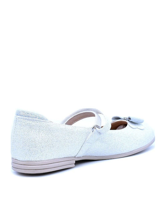 Kids Anatomic Leather Ballerinas with Hoop & Loop Closure White