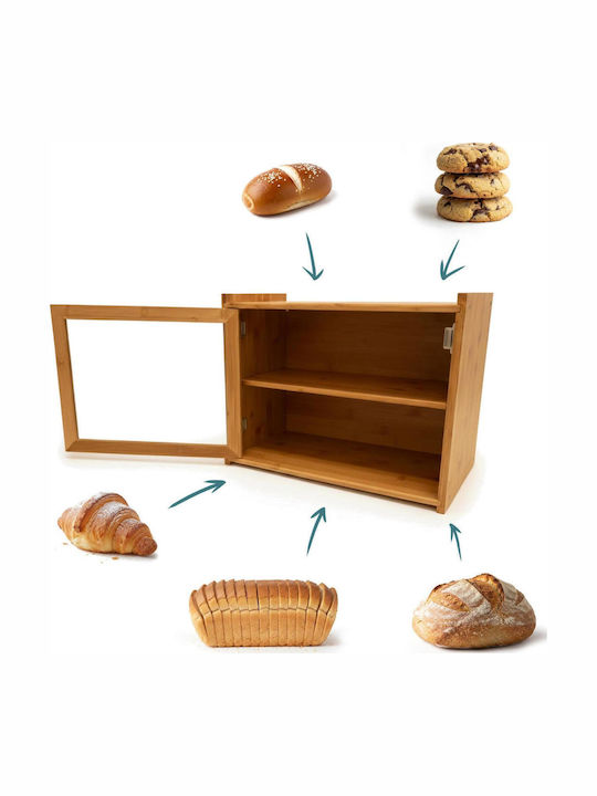 Relaxdays Brotkasten aus Bambus Braun 31x40x17.5cm