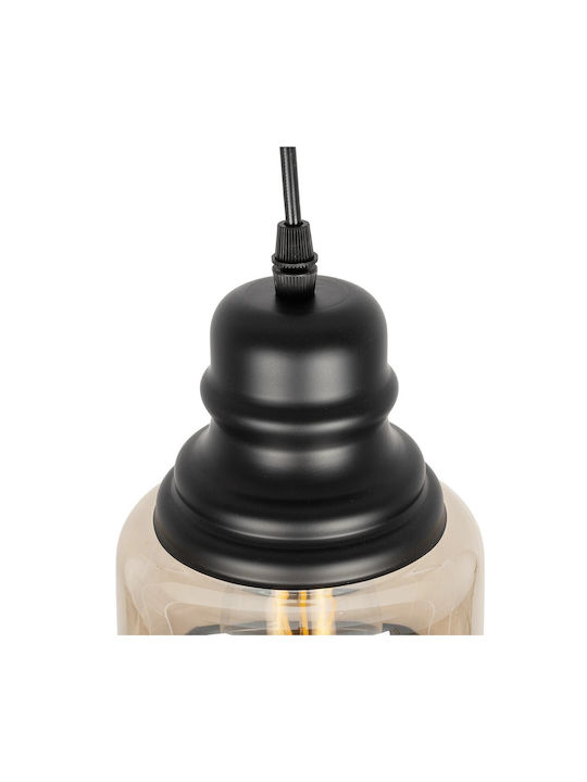 GloboStar Oliver Висящо Осветително Тяло Кехлибарен с Цокъл E27 15x15x21.5см.