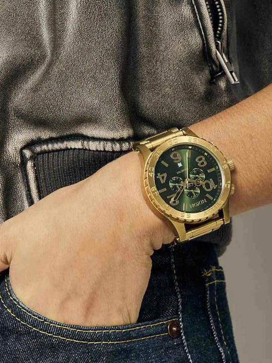 51-30 Herrenuhr Chronograph Batterie mit Gold Rostfreiem Stahlarmband