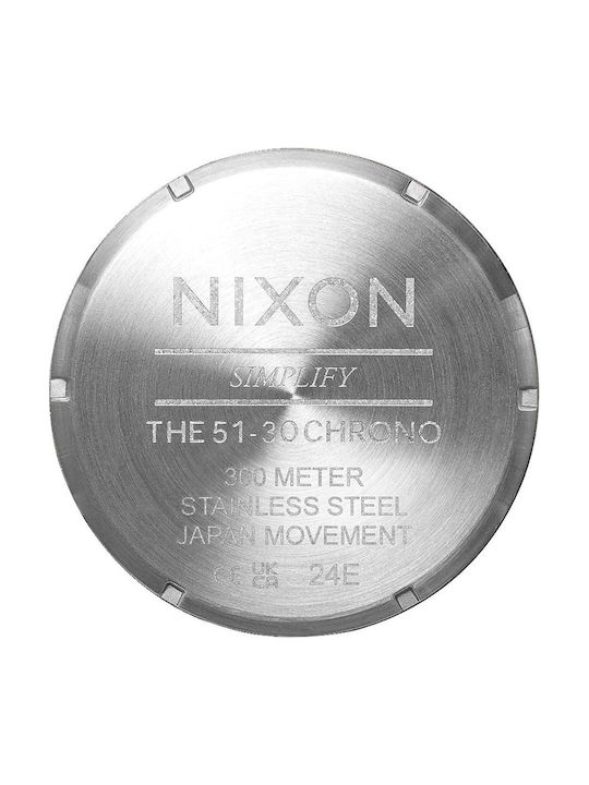 Nixon 51-30 Ανδρικό Ρολόι 51mm Χρονογράφος Μπαταρίας με Ασημί Μεταλλικό Μπρασελέ