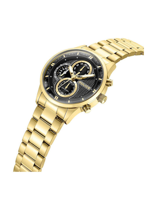 Police Men's Watch 43mm Chronograph Battery with Gold Metal Bracelet