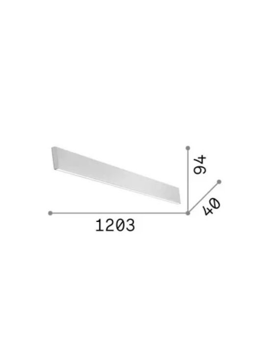 Ideal Lux Steel Lamp Wall with Integrated LED and Natural White Light 120.3x4x9.4cm