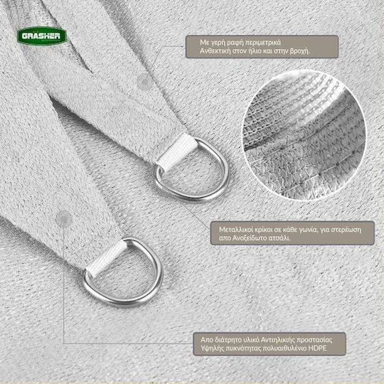 Grasher Pânză de Umbrire Rectangulară Gri Cu Inele 2x3x3m 180gr/m²