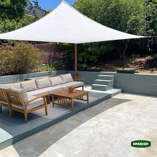 Grasher Rectangular Shade Sail White With Hoops 2x3m 180gr/m²