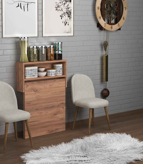Wall-Mounted Folding Dining Table With Storage - Oak 148x64 Wall-Mounted Wooden Folding Dining Table With Storage