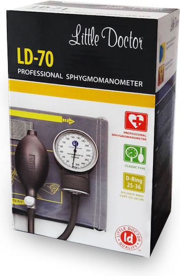 Little Doctor Ld 70 Tensiometru Mecanic Profesional Manometru Metalic Mansetă Dimensiune 25 36 Cm Inel Fixare Metalic Fără Stetoscop Negru Gri