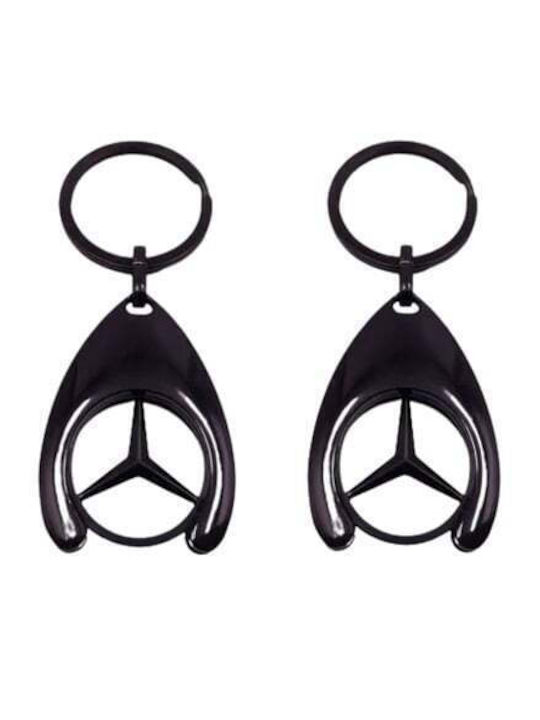 Set Două Brelocuri Depox Mercedes 7 5 Cm Metalic Negru