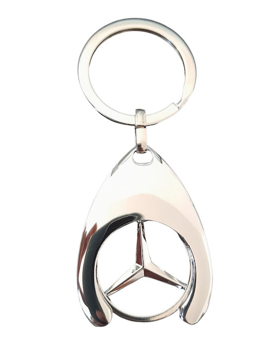 Set Drei Depox Schlüsselanhänger Mercedes 7,5 cm Metallisch Silber