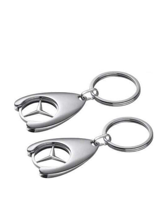 Set Zwei Depox Schlüsselanhänger Mercedes 7,5 Cm Metallisch Silber