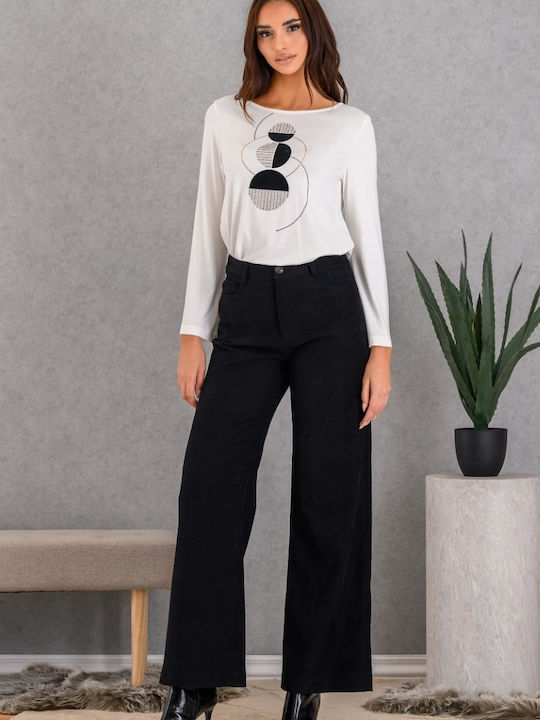 Femei Talie înaltă Din material textil Pantaloni cu elastic Black