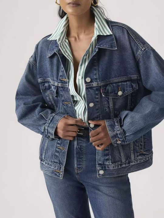 Trucker Γυναικείο Μπουφάν για Χειμώνα Dark Wash