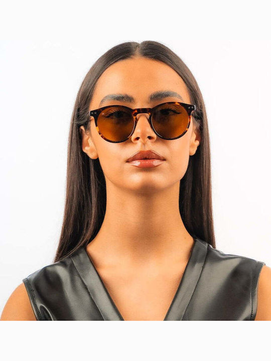 Red Raven Athene Unisex Sunglasses with Brown Frame and Red Polarized Lens