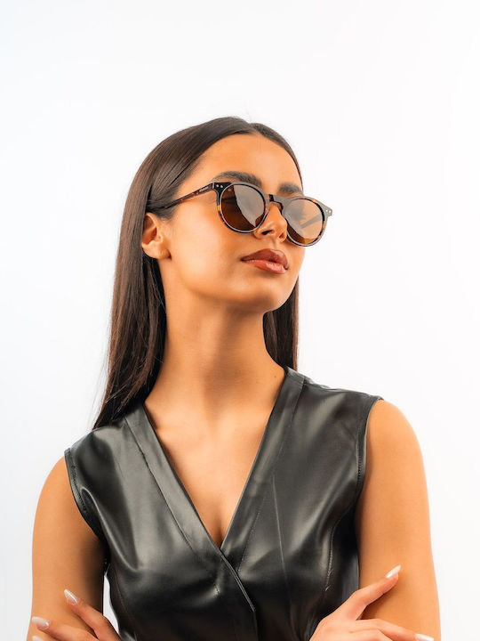 Red Raven Athene Unisex Sunglasses with Brown Frame and Red Polarized Lens