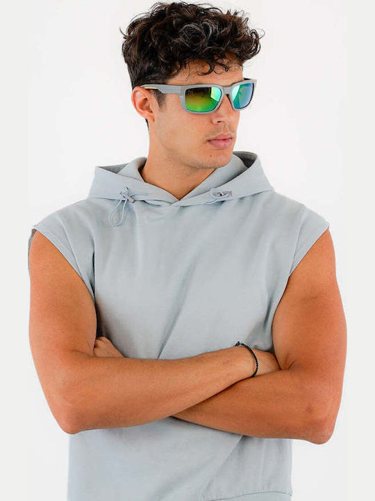 Red Raven Kelly Unisex Sunglasses with Gray Frame and Green Lens 48953062687054