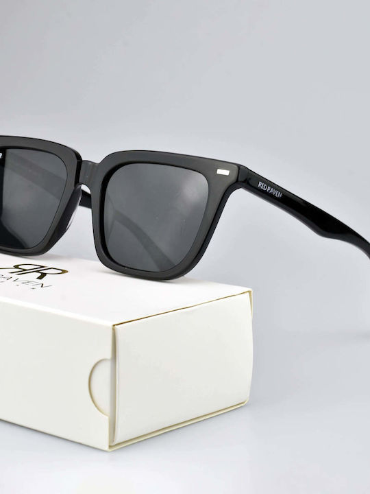 Red Raven Jasper Unisex Sunglasses with Black Frame and Black Polarized Lenses