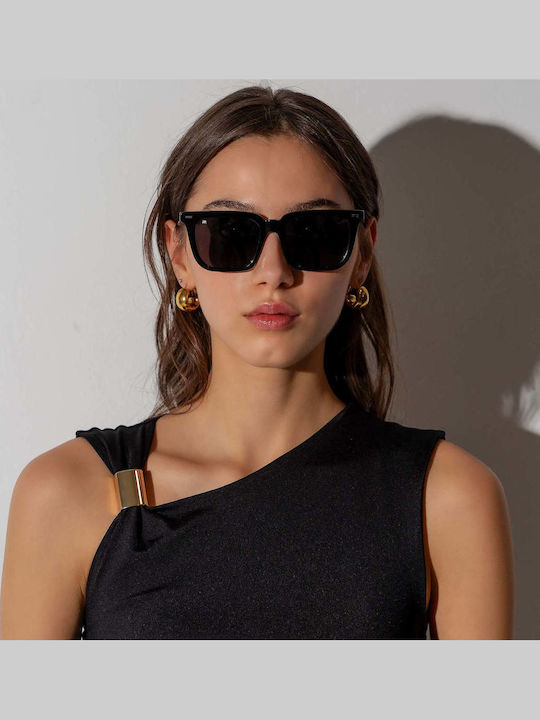 Red Raven Jasper Unisex Sunglasses with Black Frame and Black Polarized Lenses
