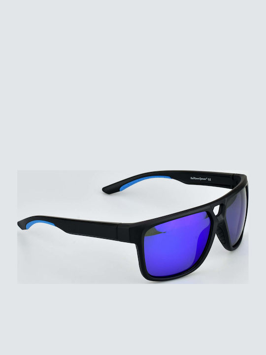 Red Raven Maverick Unisex Ochelari De Soare Cu Ramă Neagră Din Plastic Și Lentile Albastre