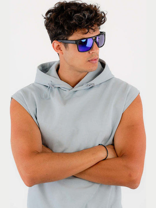Red Raven Maverick Unisex Ochelari De Soare Cu Ramă Neagră Din Plastic Și Lentile Albastre