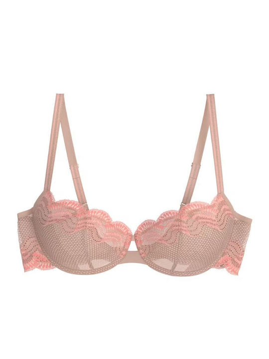 Glam Women’s Balconette Balconette Bra without Padding Underwire Desert Sand