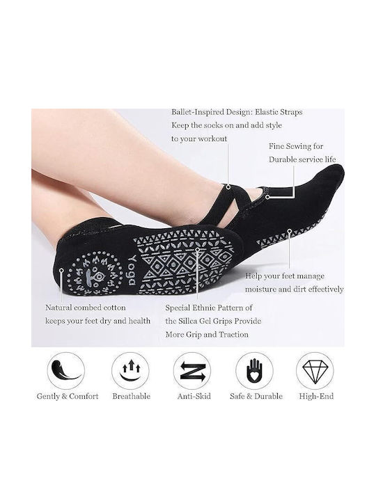 Anti-Slip Yoga & Pilates Socks Black Yoga Design