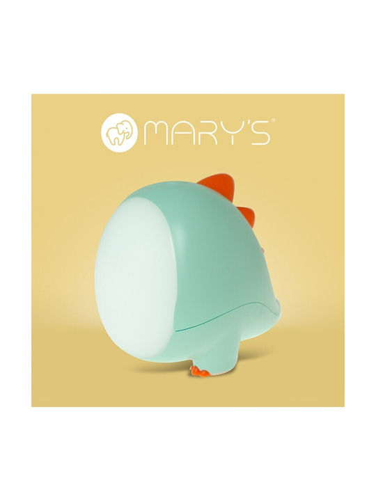 Mary's Φωτάκι Νυκτός LED Dino Μπαταρίας Πράσινο Θερμό