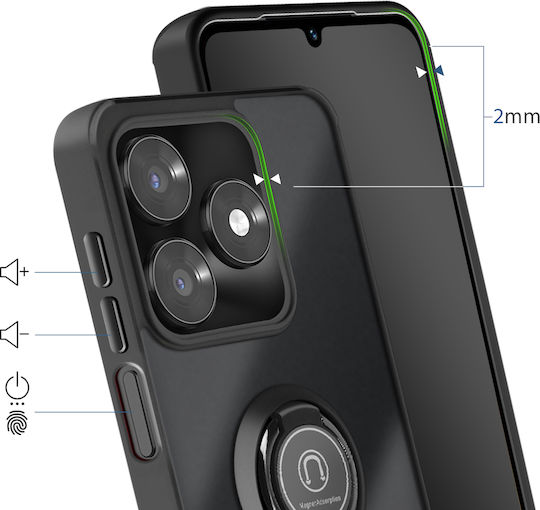 Avizar Handyhülle Ehre X5C Plus 4G Drehbarer Magnetring Mattierte Oberfläche Schwarz