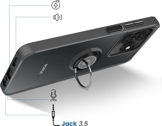 Avizar Handyhülle Ehre X5C Plus 4G Drehbarer Magnetring Mattierte Oberfläche Schwarz