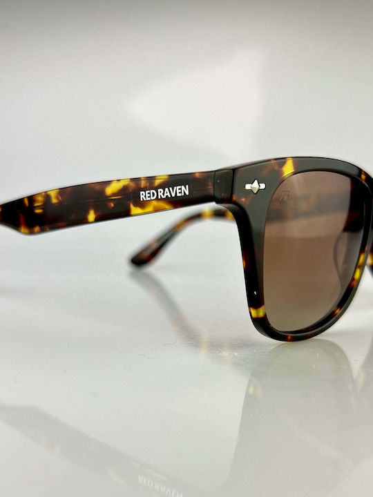 Red Raven Daniel Unisex Γυαλιά Ηλίου με Καφέ Σκελετό και Κόκκινο Φακό 47577631818062