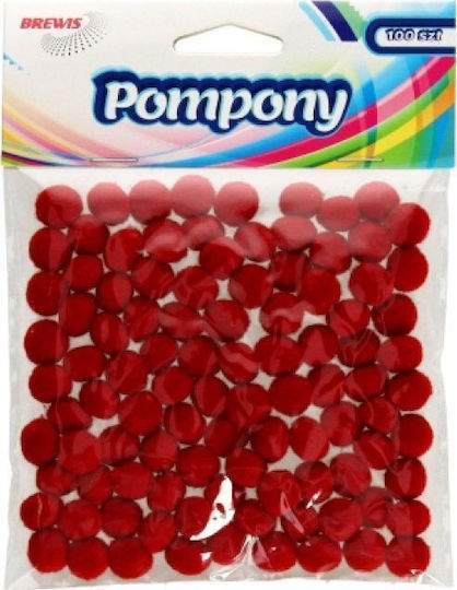 Brewis Пом Пом Pom20 1см Червени 100 Бройки