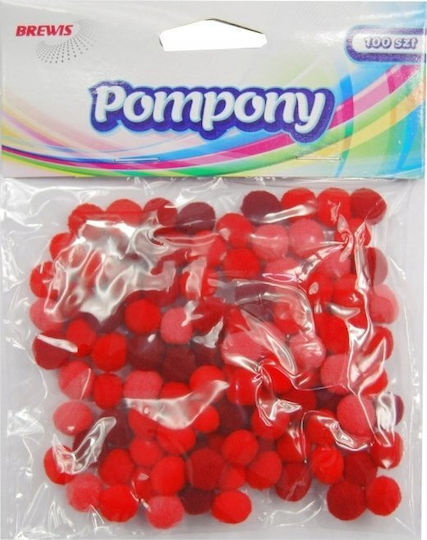 Brewis Помпони Pom10 1см Червени Оттенъци 100 Бройки