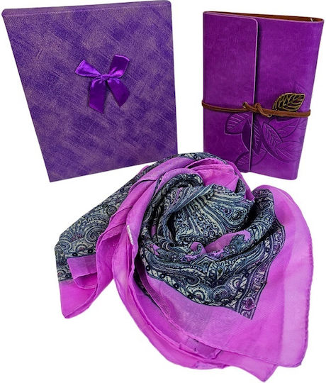 Set Cadou Jurnal Vintage Mov Eșarfă Elegantă