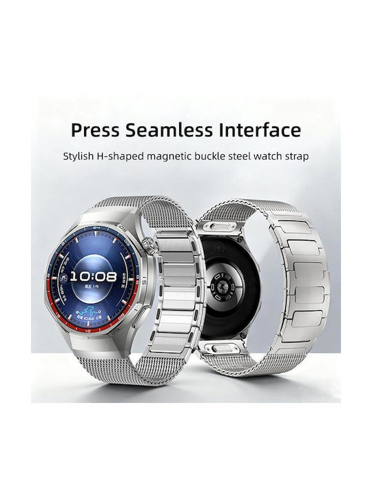 Huawei Watch Gt 6 Pro Press Button Seamless Interface I-shaped Magnetic Stainless Steel Watch Band Titanium Gray