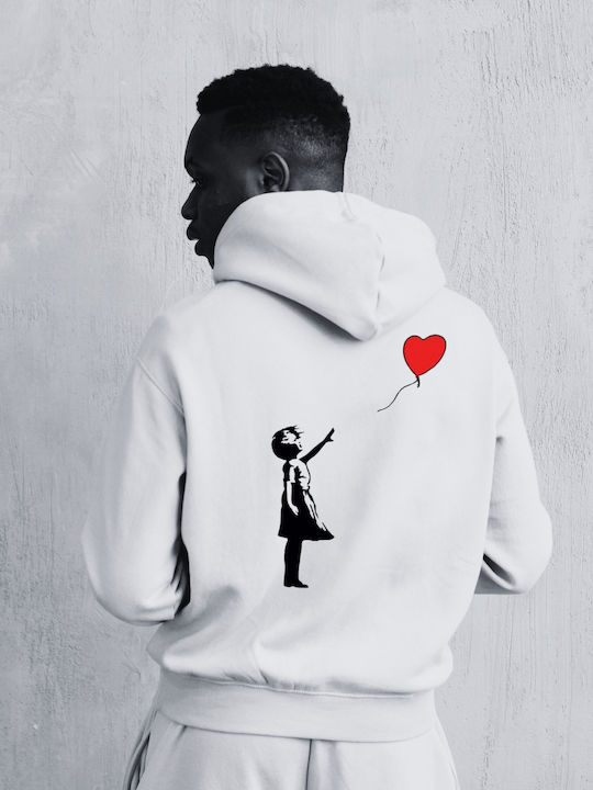 Суитшърт Щампа Banksy Hood916-Бял