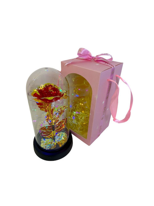 Red-gold Artisanal Rose Metallic Effect Led Lighting In A Plastic Dome