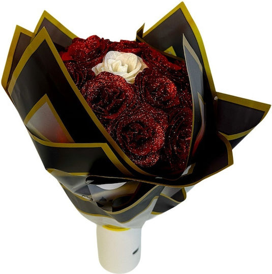 Glitter Red Roses Bouquet 21 Premium Decorative Red Roses
