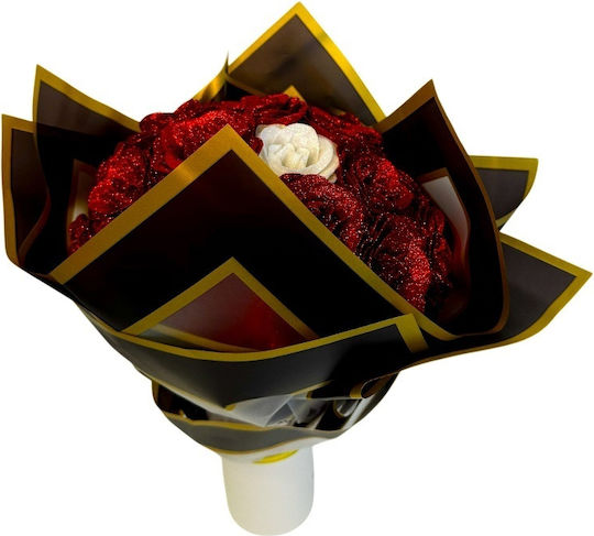 Glitter Red Roses Bouquet 21 Premium Decorative Red Roses