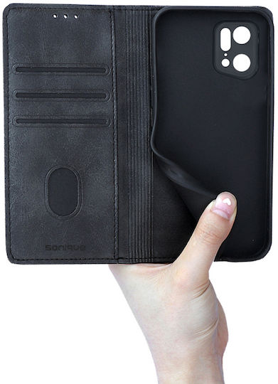 Θήκη Πορτοφόλι Vintage Magnet Wallet Sonique Oppo Find X5 Pro 5g Μαύρο