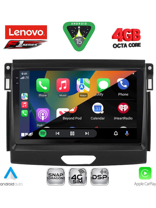 Lenovo Car Audio System for Ford Ranger 2018-2023 (Bluetooth/USB/WiFi/GPS/Apple-Carplay/Android-Auto) with Touch Screen 9"