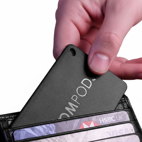 Boompods Boomcard Kreditkarten-Size Airtag Schlüsselbund-Etui Android Find My Ipx7 Schwarz