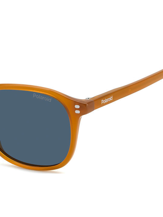 Polaroid Unisex Sunglasses with Orange Metal Frame and Polarized Lens PLD4203/S/X L7Q/C3