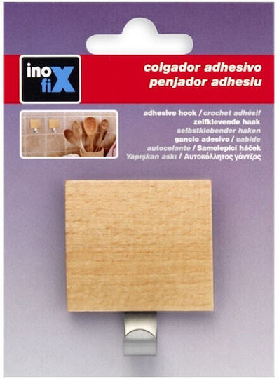 Inofix Стенна Закачалка от Стомана и Дърво 45x51x22мм Метална Бреза 4.5x2.2x5.1см