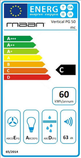 Maan Vertical PG 50 Șemineu Hotă 49.6cm Alb