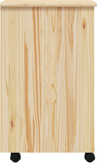 Office Storage Drawer from Solid Wood with Wheels Transparent Varnish 34x39x65.5cm