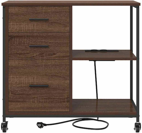 Cabinet De Birou Din Lemn Cu Roți Maro Stejar 76x41x72cm