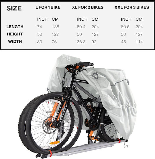 Husă Protectoare Pentru Bicicletă TeamObsidian Protecție UV XXL 3 Biciclete Poliester Oxford 300D Gri