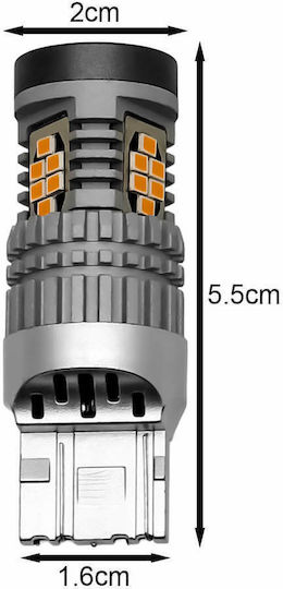 Λάμπα Αυτοκινήτου 7443 T20 LED Πορτοκαλί 12V 21W