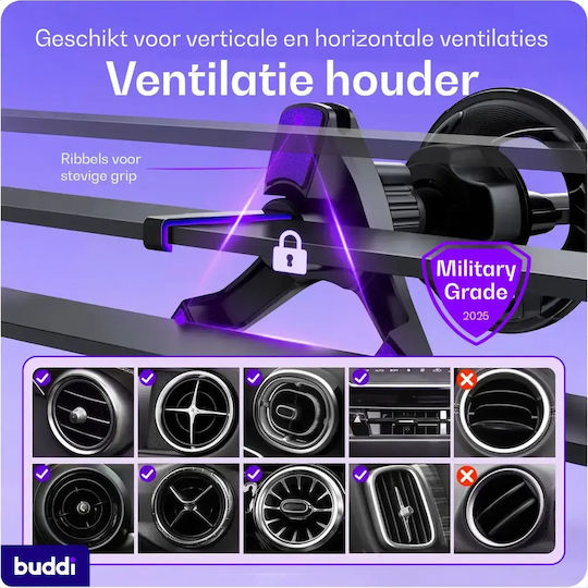 Car Phone Mount Buddi Way 2 Phone Mount Universal Durable Air Vent 5 Year Warranty Black 8719246496578