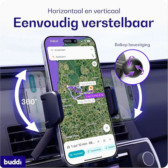 Car Phone Mount Buddi Way 2 Phone Mount Universal Durable Air Vent 5 Year Warranty Black 8719246496578